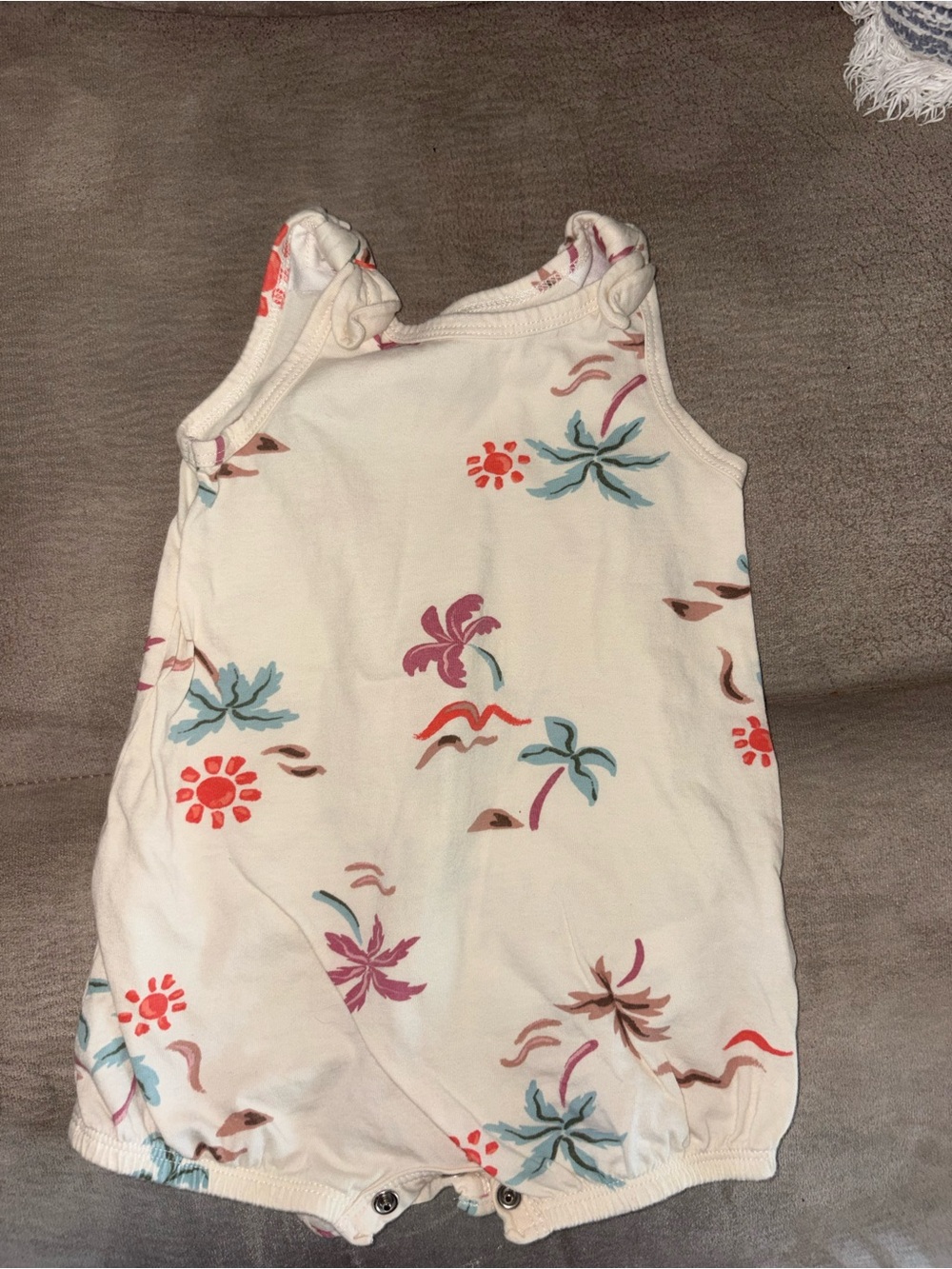 Carter's Cream Baby Romper with Coral and Teal Accents